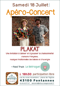 Affiche Apéro-Concert PLAKAT samedi 18 juillet 2026 Affiche Apéro-Concert PLAKAT samedi 18 juillet 2026