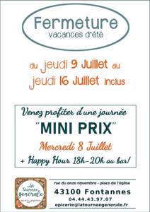 Affiche Fermeture Juillet 2026 Affiche Fermeture Juillet 2026